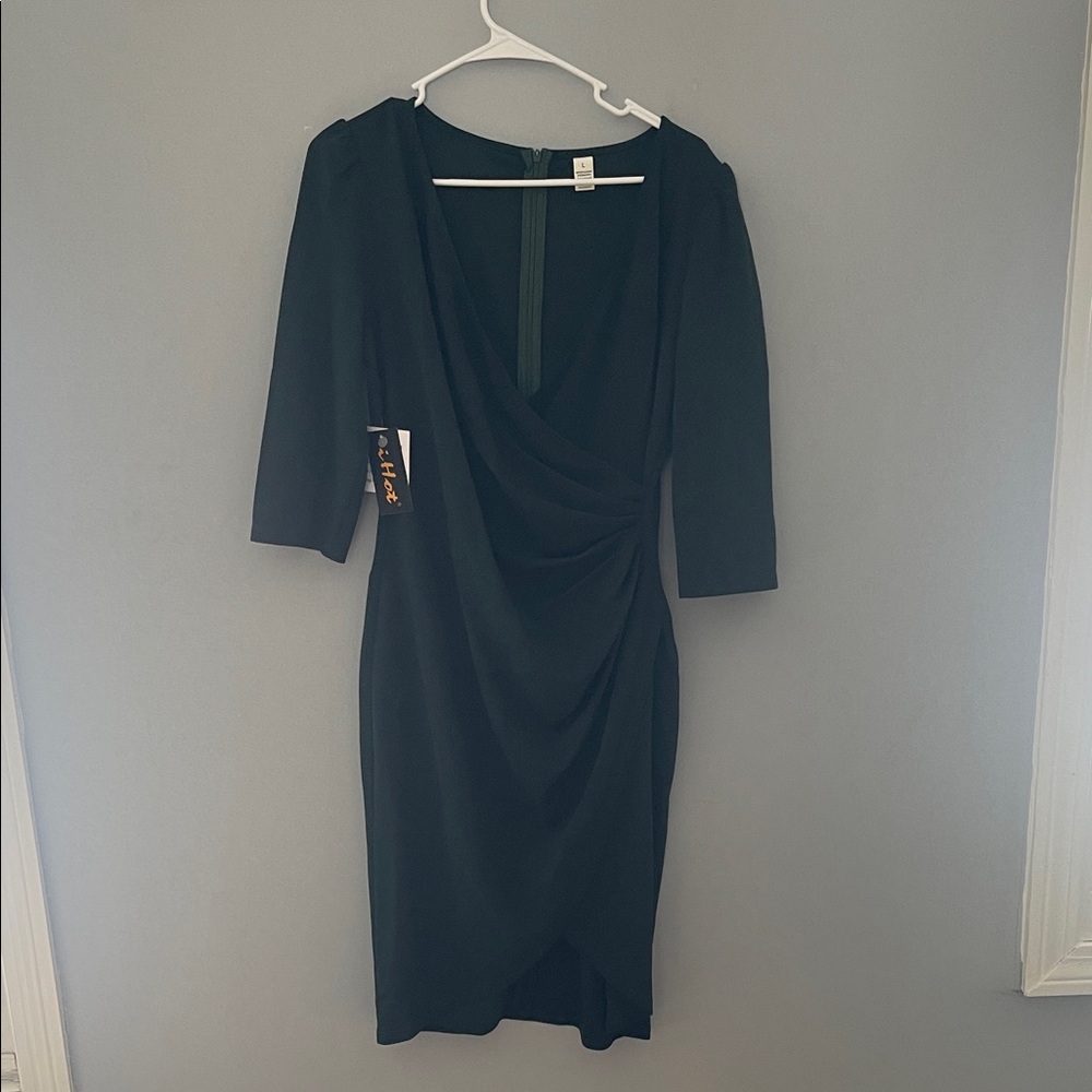 Elegant Long Sleeve Green Dress